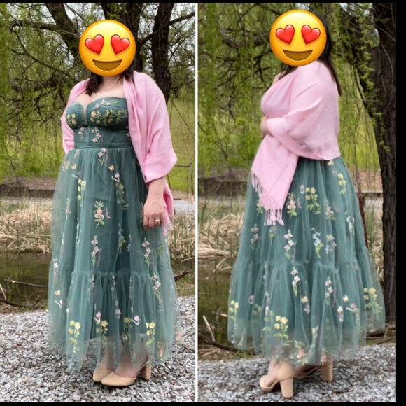 NWT Flower Embroidery Tulle Prom Dresses Tea Length - Picture 4 of 10